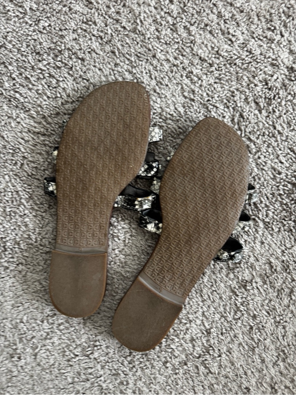 Sam Edelman Brown Croc-Embossed Slides with Crystal Chain Detail - Picture 4 of 4